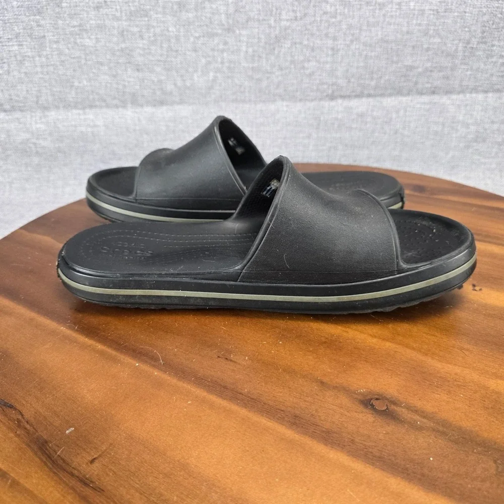 Crocs Crocband III Slide Sandals Mens 10 Womens 12 Black Graphite 205733 Slip On